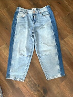 EUC Lane Bryant Two Toned Barrel jeans.